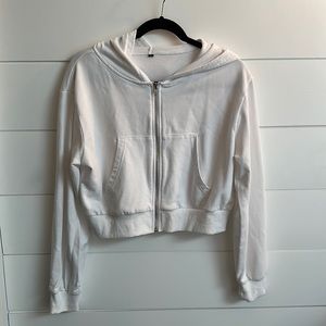 White crop zip up